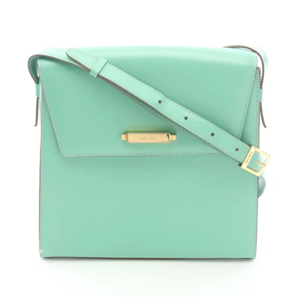 Celine leather shoulder bag silhouette shoulder Green